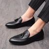 Men's Pointed Toe Slip-On Leather Brogues - Trendy Hairstyle Artist British Style, Business Formal and Casual Shoes