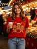 New Fashionable Women's Round Neck Christmas T-Shirt with Trendy, , and Simple Gingerbread for Man Print, Versatile, Comfortable,, and Casual Short
