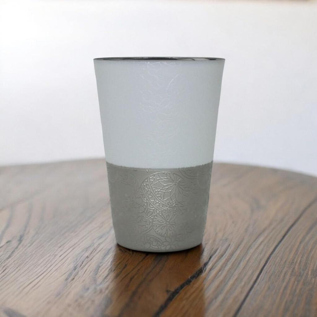 Platinum Wooden Made in Japan J-kitchens Cup, Ultra-thin, Light-transmitting Tumbler, Temari, Box, 370ml,