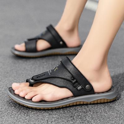 FashionMens Schuhe Sandalen Männer Leder 2024 Neue Casual Mode Männer Schuhe Slip-On Weiche Nicht-slip Strand Sommer Sandalen Wohnungen Hausschuhe