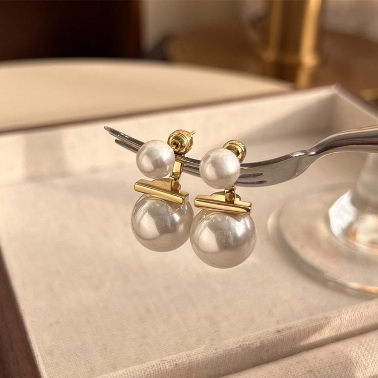 S925 Silber Französische Perlen Ohrstecker: Vielseitiger Luxus-Socialite-Schmuck für Frauen