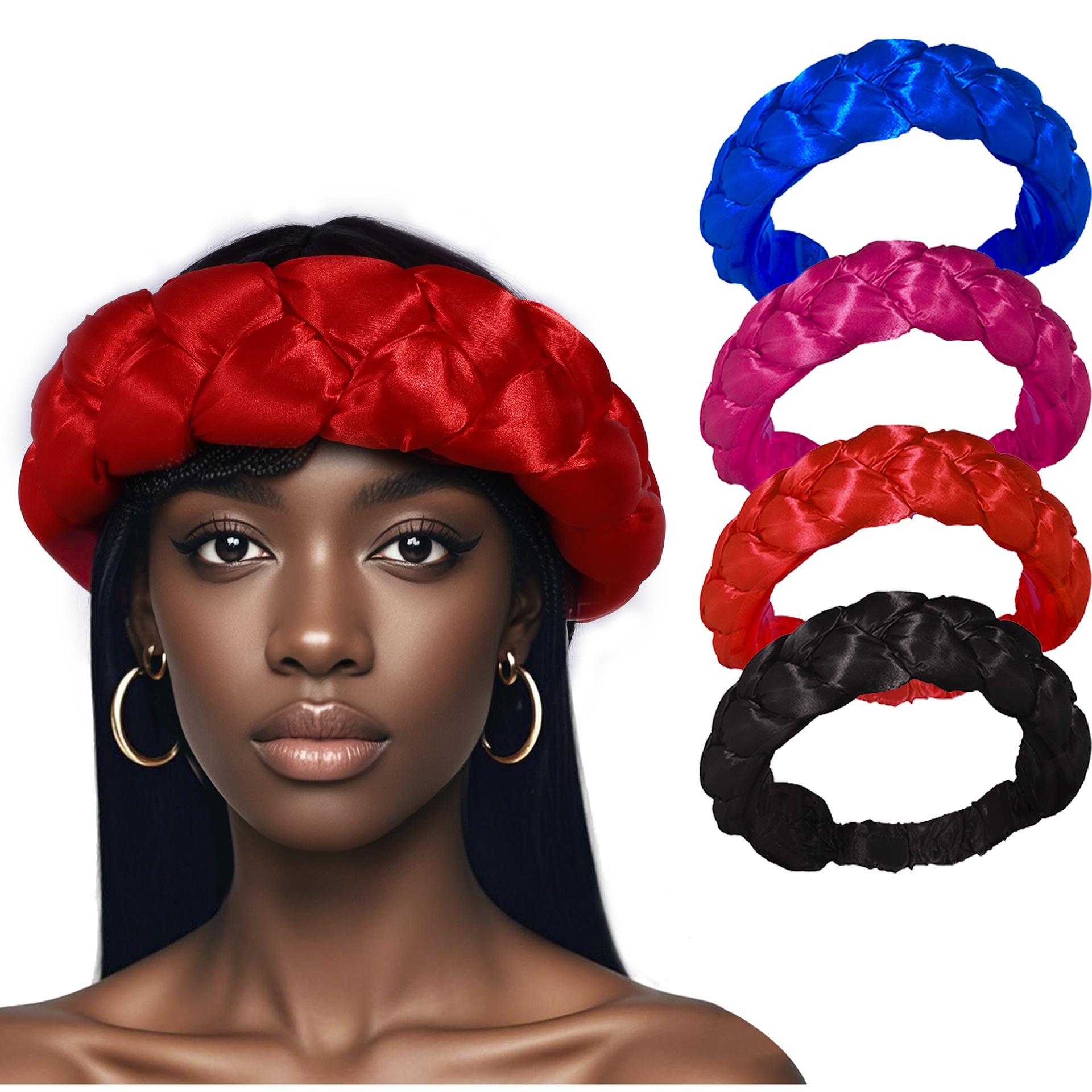 

New Africa-Inspired Solid Color Braided Headband One Size розы красного