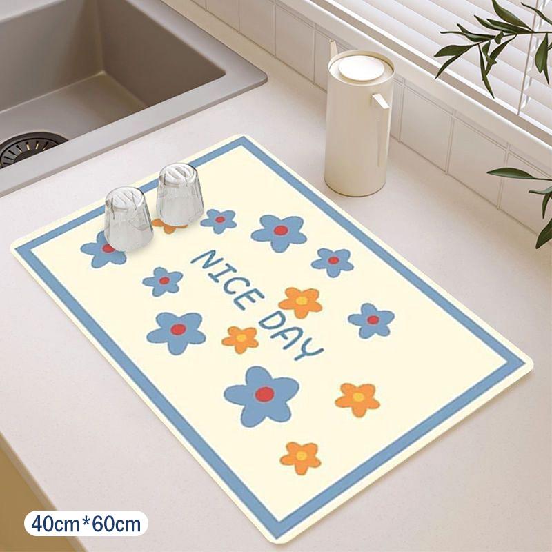 Fashion Color Flower Draining Mat Anti-scalding Heat Insulation Desktop Pad For Tableware Glass Cups