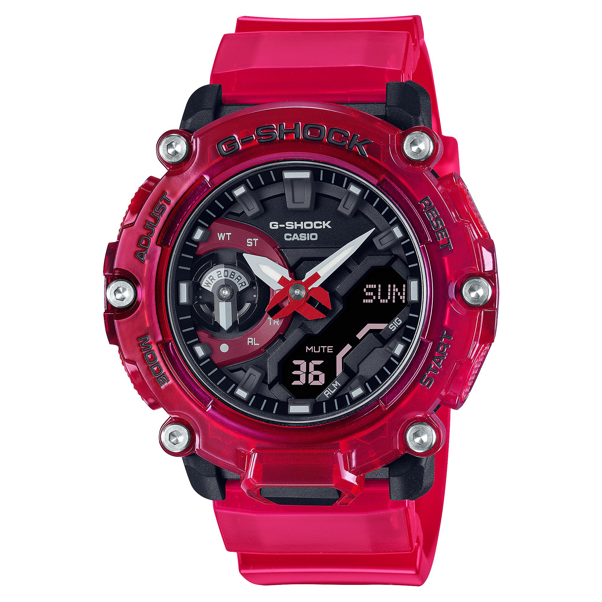 

Casio Men s Resin 200M Water Resistant Digital Shock Resistant Quartz Watch GA-2200SKL-4A красный