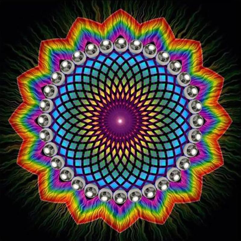 Full Round Drill Diamond Painting &quot;Religious Mandala&quot; DIY Picture of Rhinestone 5D Diamond Embroidery Cross Stitch Decor