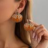 Sparkly Rhinestone Pumpkin Stud Earrings For Women Bling Crystal Earring Fall Thanksgiving Halloween Party Charm Jewelry Gifts