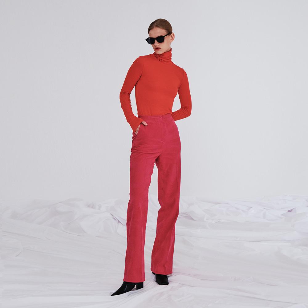 MAKE A TOAST Corduroy Straight Pants Pink