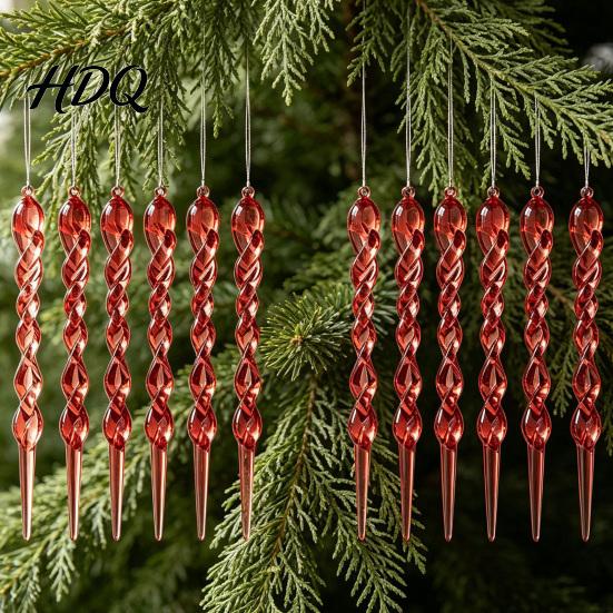 Decorative Pendants 12Pcs Colorful for Holiday Windows Ornaments Acrylic Spiral Icicle Twisted Ice Bar Hanging