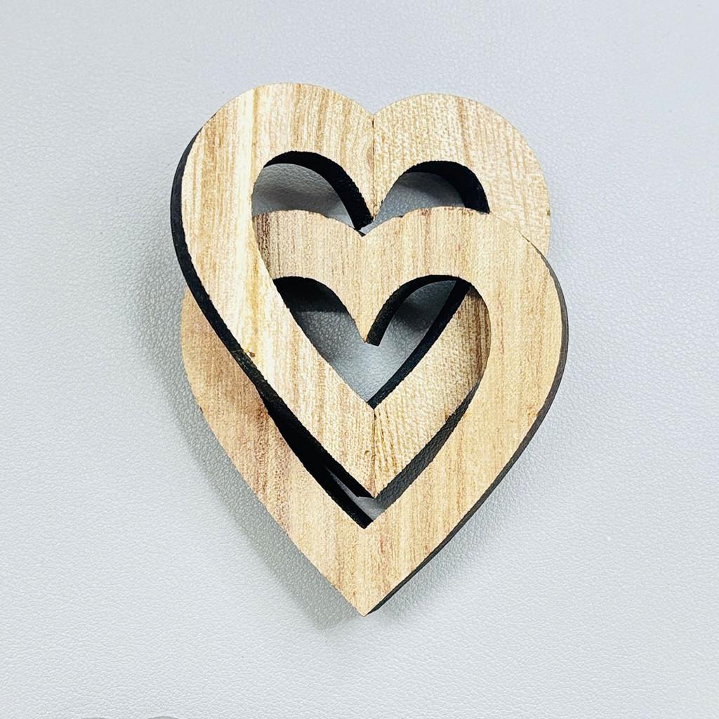 Wooden Double Intertwined Hearts Ornament Memorial Gift Keepsake For Decoration