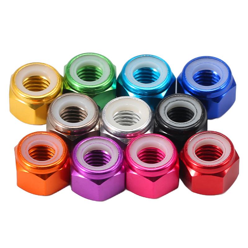 1~3pcs Aluminum Lock Nuts M2~M8 Anodized Colorful Aluminum Hex Nylon Insert Lock Nut Self-locking Locknut Taiwan Standard