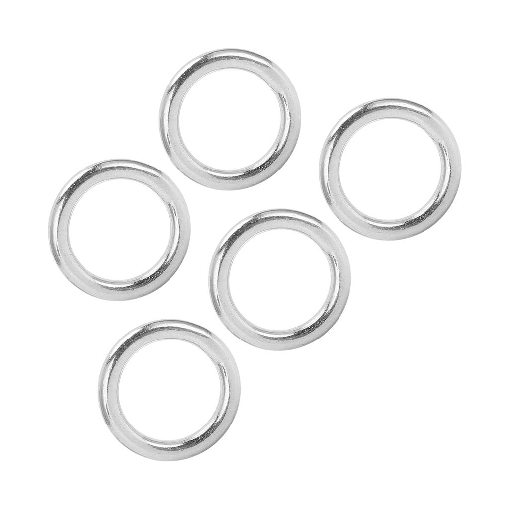 5pcs Round Rings Welded Stainless Steel Durable Sturdy Hoop for Navigation Boats Outdoor3x20mm