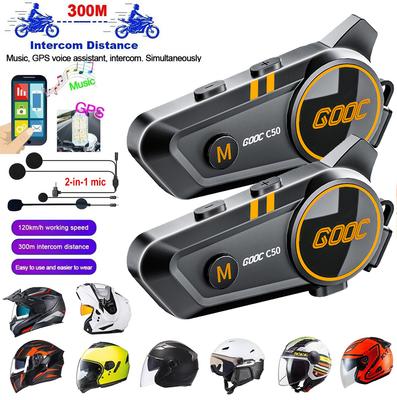 1/2x אינטרקום מוזיקלי Bluetooth 5.3 אוזניות אינטרקום לקסדת אופנוע עמידות למים 300 מ' אינטרקום רמקול אוזניות