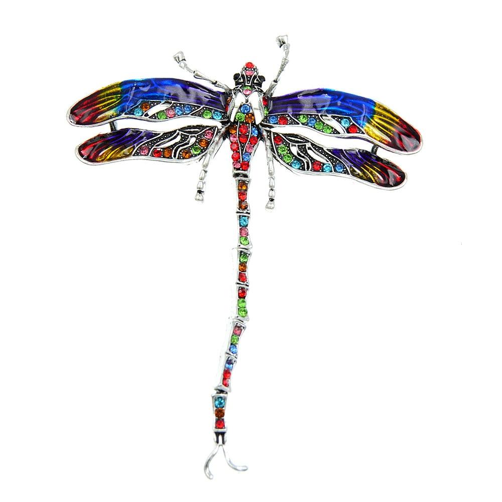 

Blucome красочные эмалированные броши-стрекозы для женщин, булавка для пальто, 2 цвета в наличии, ювелирные изделия с насекомыми, аксессуары со стразами синий