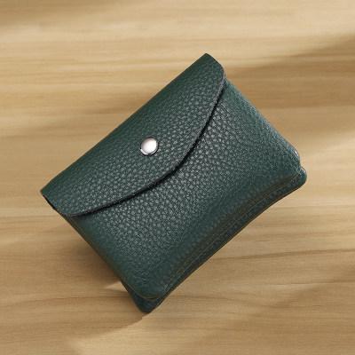 Leather Short Coin Wallets Card Holder Clutch Bag Card Case Vintage Cowhide Small Money Purse for Men Women Earphone Coin Pouch