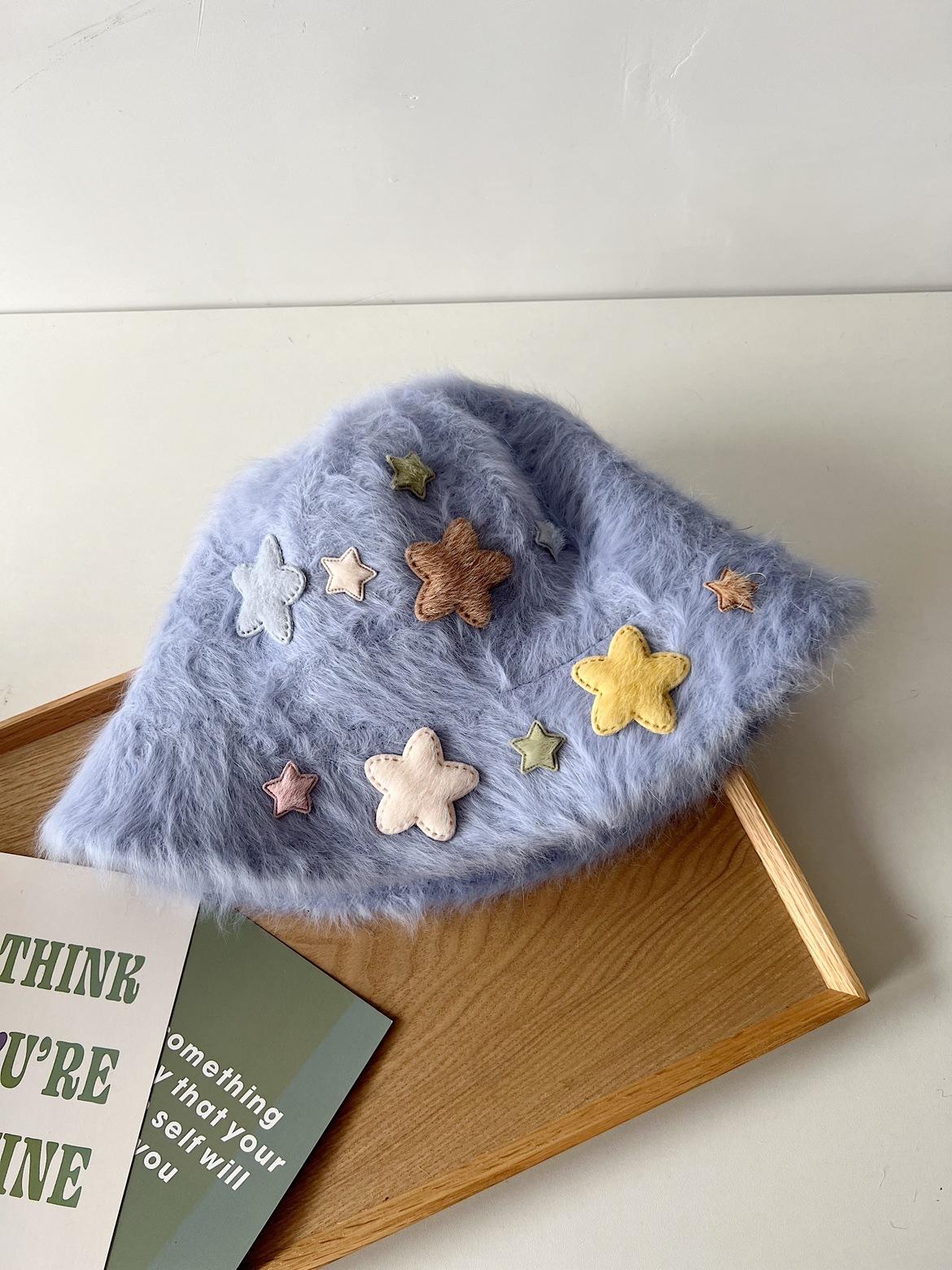 

Шляпа Универсальный стиль Крутой Милый Симпатичный Женский Теплый Плюшевый Шляпы-панамы синий