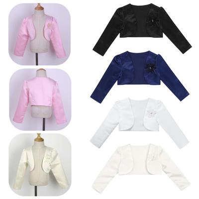 Barn Flickor Bolero Barn Långärmad Jacka Shrug Cardigan Blomstertjejer Bröllopsklänning Cover Up