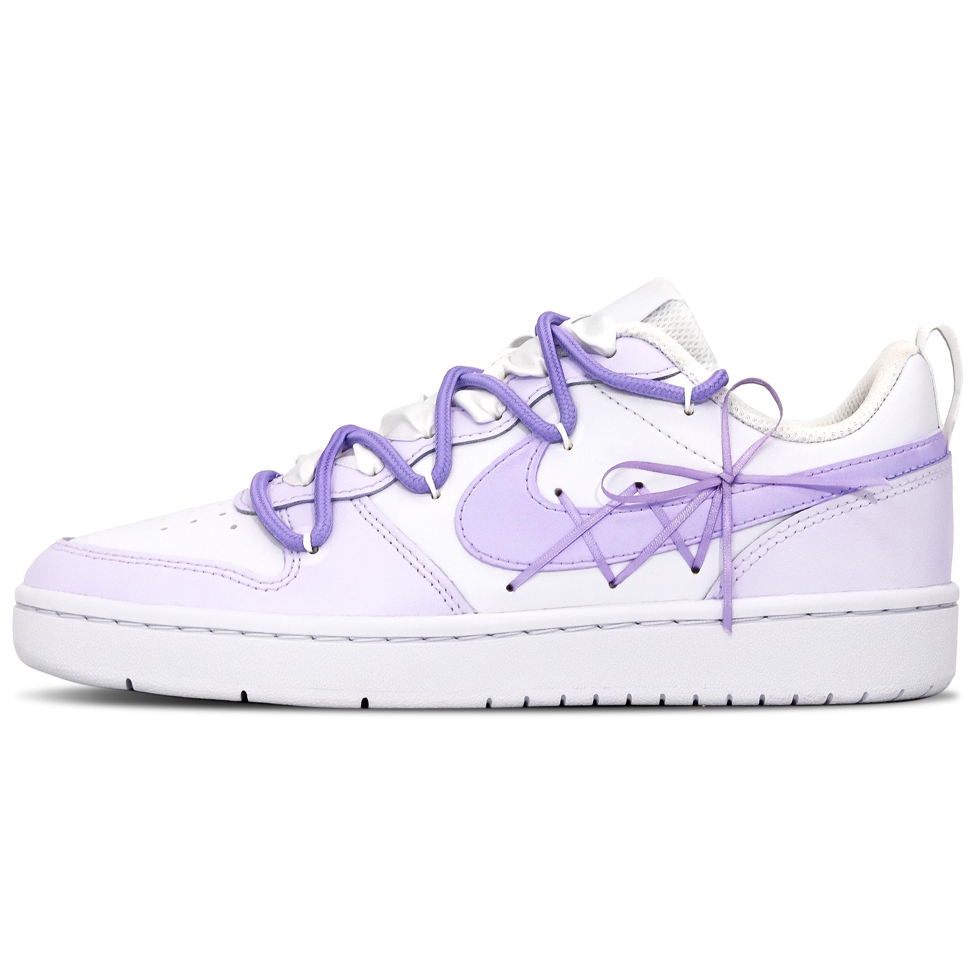 

Nike Court Borough Leather Slip Resistant Cushioning Abrasion Resistant Low top Skateboard Shoes GS White Purple BQ5448-100(Team52-) 35.5