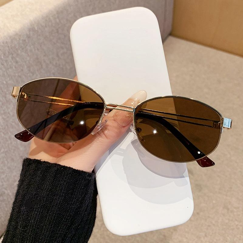 New high-end old money style sunglasses retro UV-proof metal sunglasses tide