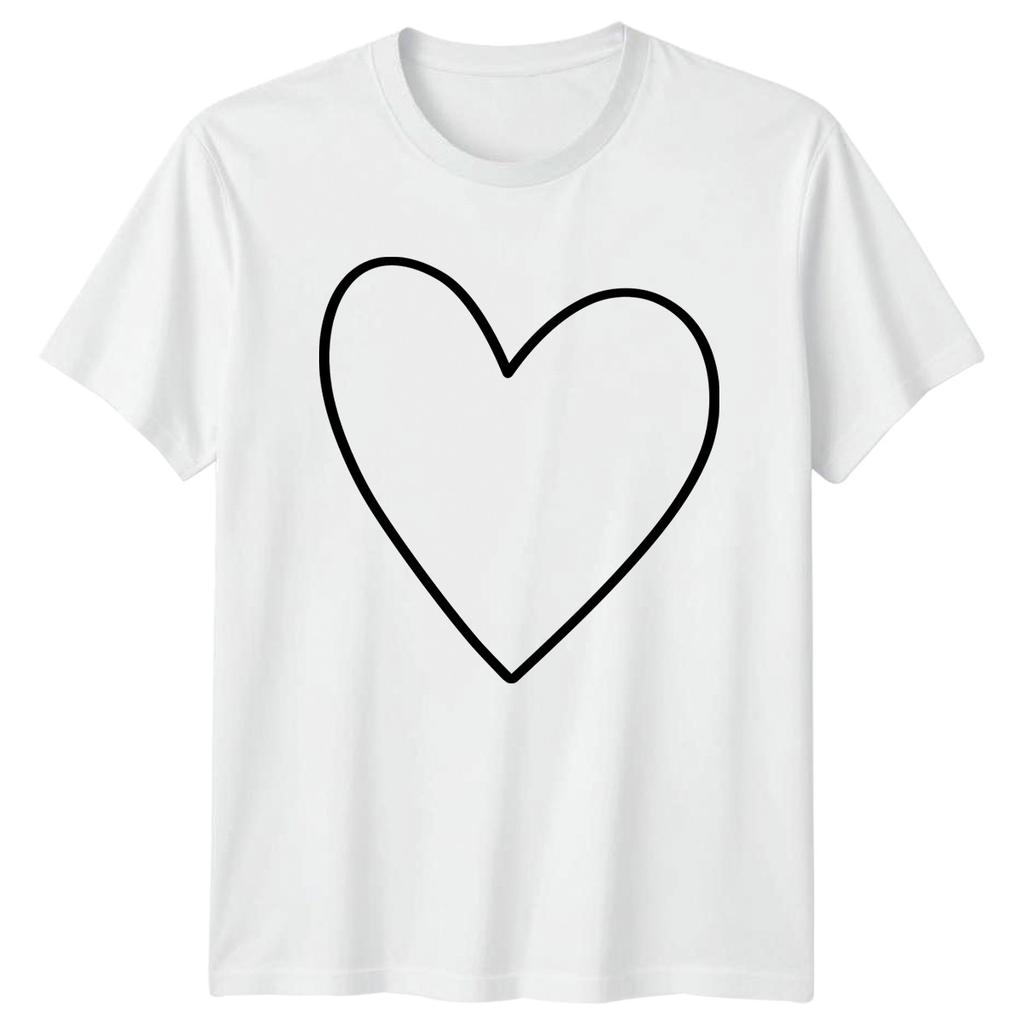 Simple Hand Drawn Heart Outline Aesthetic TShirt Minimalist Love Relationships