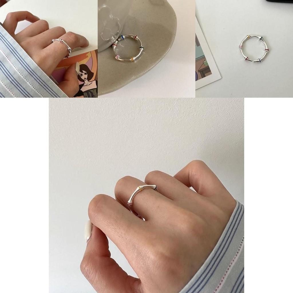 Chic And Unique Irregular Colorful Glaze Adjustable Copper Ring For Women