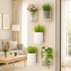 Plastic Hydroponic Wall Planter Self-Adhesive Double Layer Hanging Flower Pot Space Saving Decorative Wall Mounted Planter