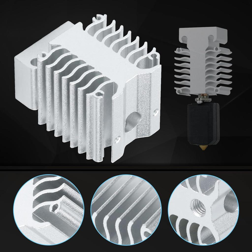3D Printer xirbbo Heat Dissipation Block, Ender 3 V3 Silver Aluminum 3D Printer Heatsink Radiator, Hotend Replacement Parts 3D Printing Heatsink