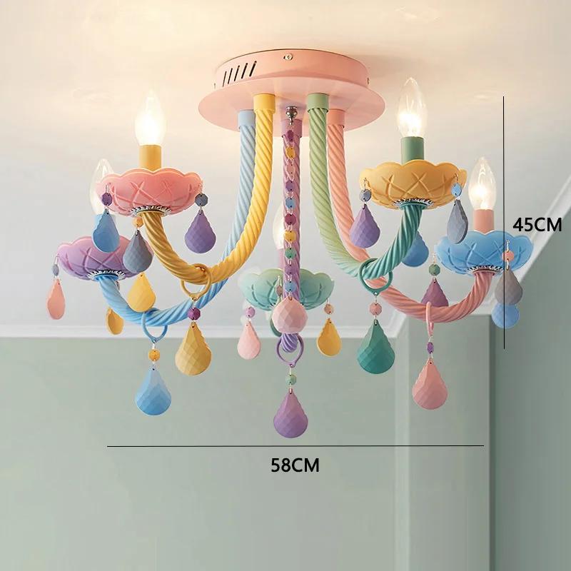 Macaron Color LED Ceiling Chandeliers Children's Room Pendant Drop Light Kids Room Boys Girls Bedroom Decor Ceiling Lamps Lustre