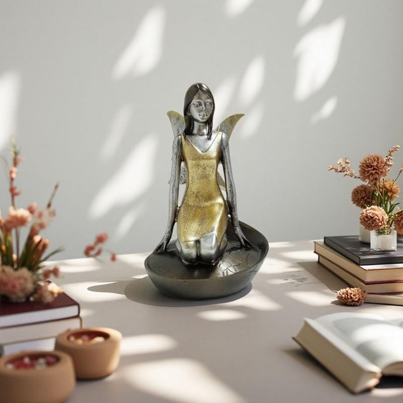 Angel Figurines Resin Faery Statue for Home Decors Faery Sculptures Decorative Ornament Housewarmings Gift for Women Girls
