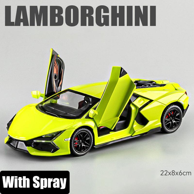 Spray 1:24 Lamborghini Revuelto Countach LP500S Supercar Alloy Metal Diecast Model Car High Simulation Home Trendy Ornaments Toy