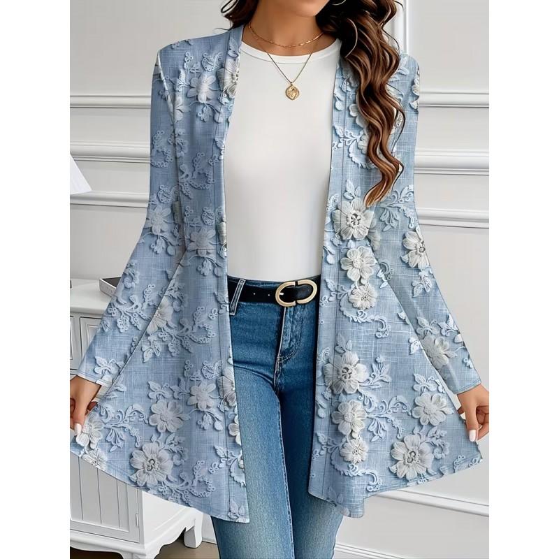 2026 Casual Open Front Cardigan Mid-Length Coat 3D Pumpkin Ghost Print