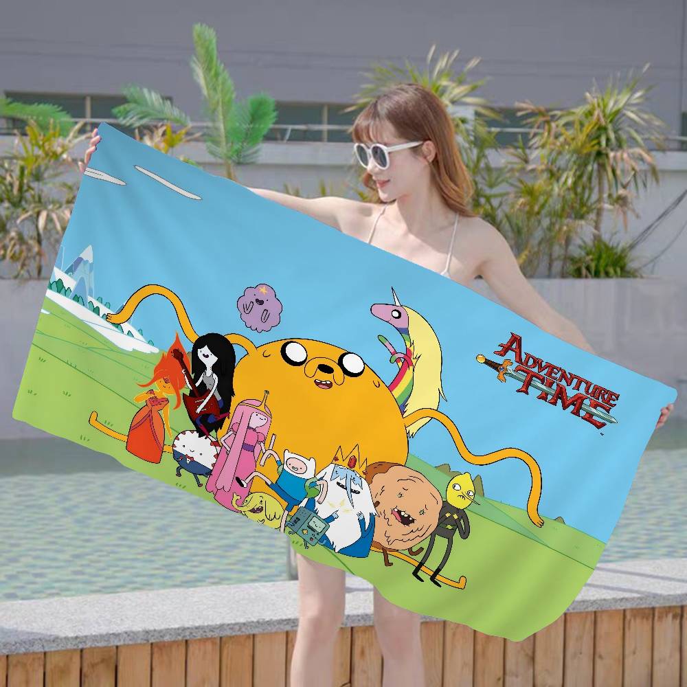 A-Adventure Time Microfiber Blanket Quick Drying Beach Towels Oversized Printing Super Absorbent Pool Towel Blanket