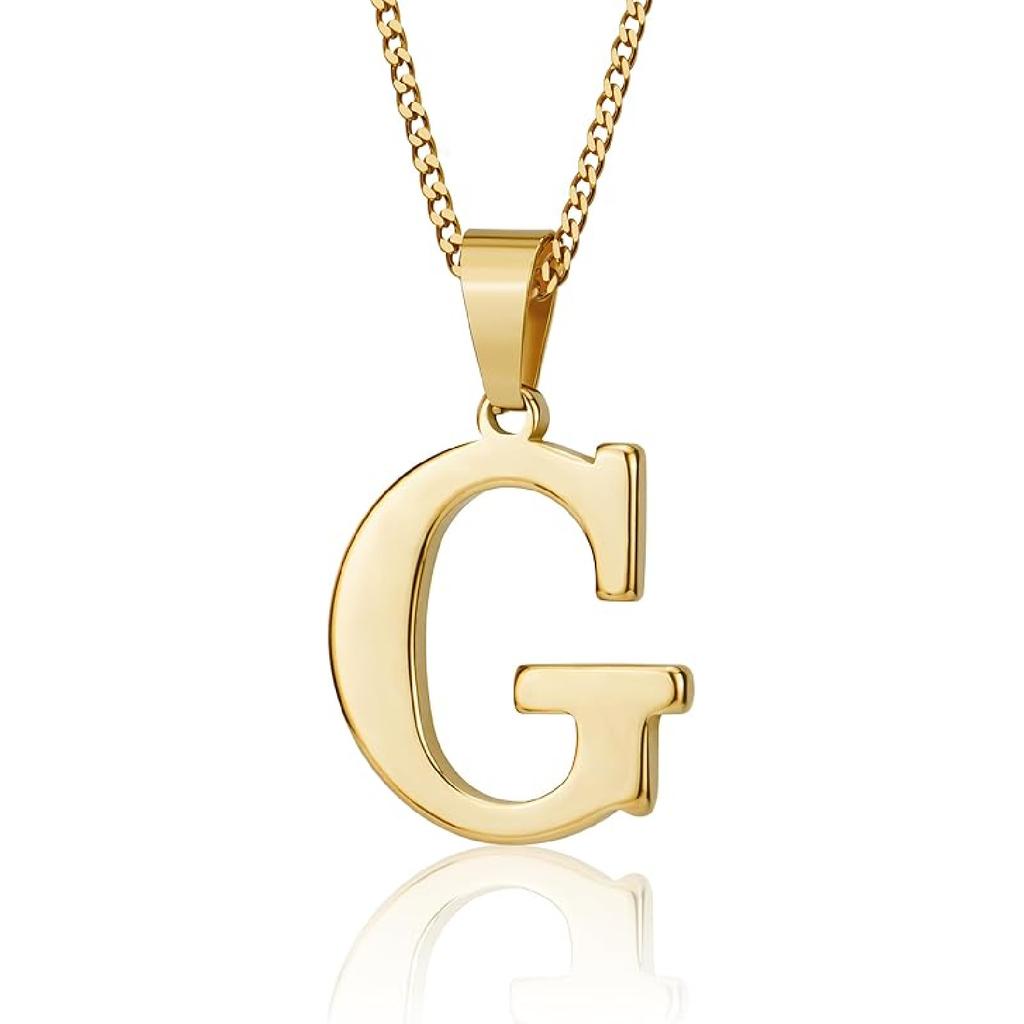 Suweibuke Initial Necklace for Men Women Boys Girls, 18K Gold Plated 26 Letters Pendant Necklace, Personalized Jewelry Gifts