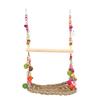 Bird Seagrass Swing Toys Colorful Rattan Balls Double Layer Parrot Climbing Hammock Swing with Wood