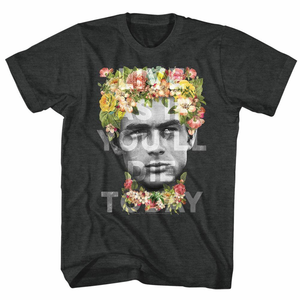 James Dean Flower Crown Black Heather Adult T-Shirt S