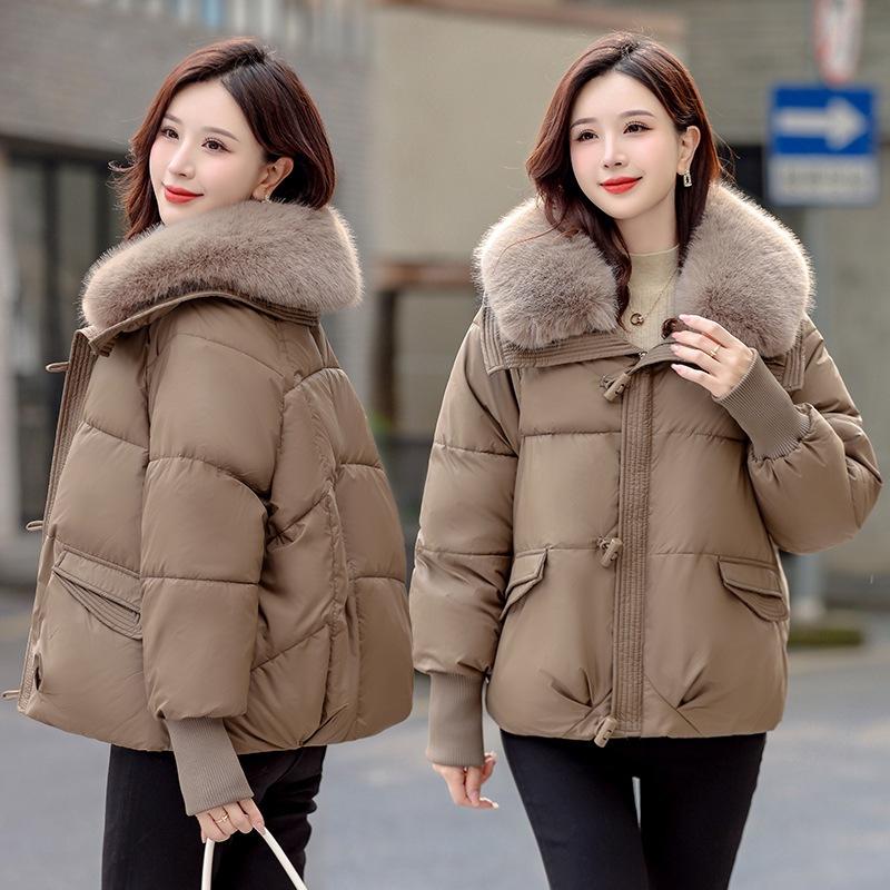 Short down cotton clothes women's winter new fashion loose Maillard big fur collar thickened warm jacket