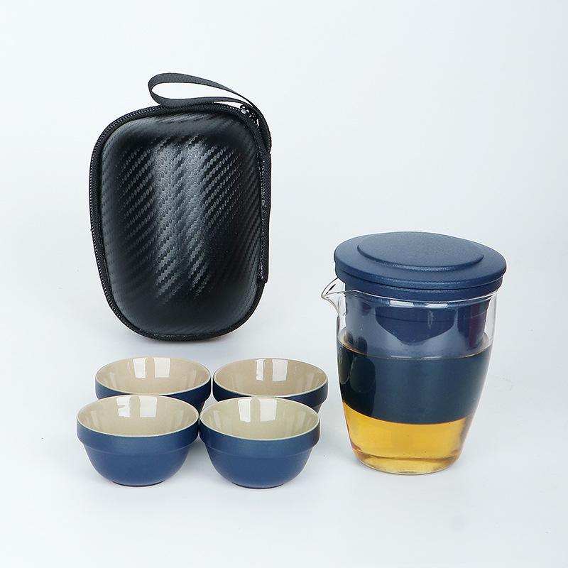 Kung Fu Travel Tea Set: Coarse Pottery Teacup Set with Customizable Logo for Office or Business Trips