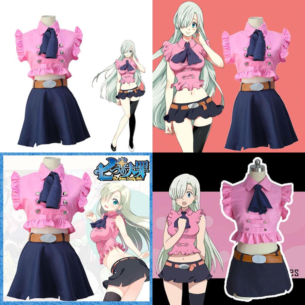 Elegante Set Costume Cosplay di Elizabeth Liones da The Seven Deadly Sins con Design in Tessuto Traspirante