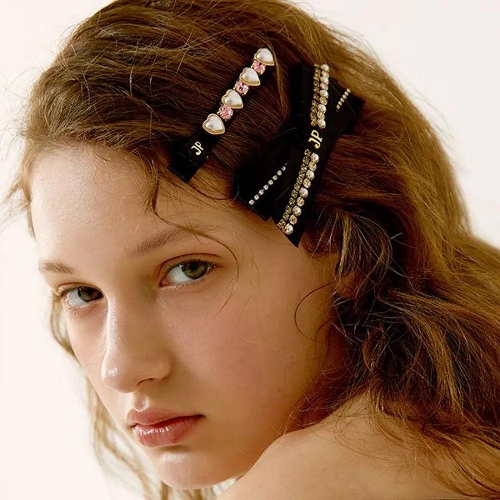 Pearl Heart Side Claw Clip JC005SL Crystal
