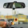 Automotive Charms Knitted Decors Crochet Bees Sunflower Pendant Car Rearview Hanging Ornament Gift for Friend