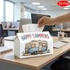 2D Flat, 1pc Tissue Box, Printed On Both Sides, Playful Pattern Tissue Box, Construction Vehicle Icons Pattern, Sturdy Fabric Versatile Decorative Org