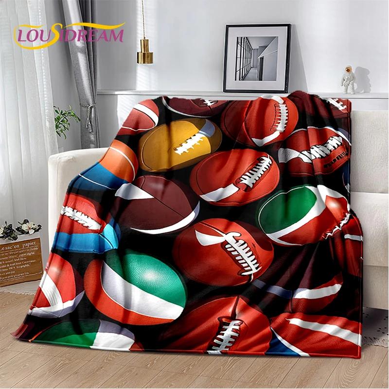 Rugby Field Rugby 2025 Style New American Football Cartoon Soft Blanket,Soft Throw Blanket for Home Bedroom Bed Sofa Travel Kids