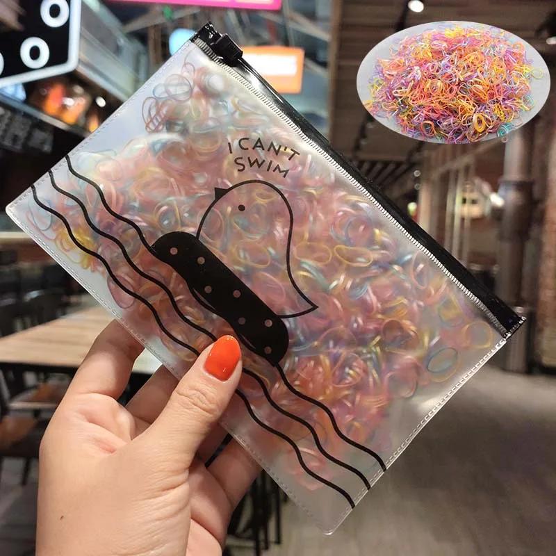1000 Pcs Clear & Black Small Rubber Bands Colorful Elastic Hair Ties Ponytail Holders for Baby Girls Hair Accessory