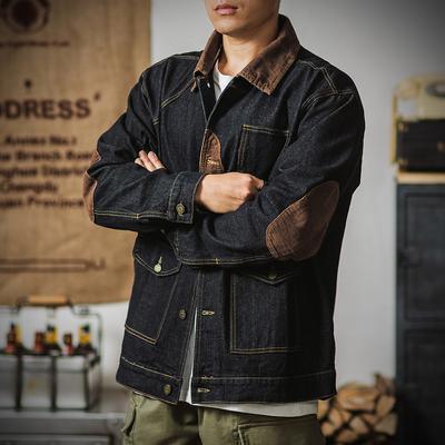 Chaqueta Retro de Trabajo para Hombre, Camisa Vaquera Holgada Cortavientos con Solapa