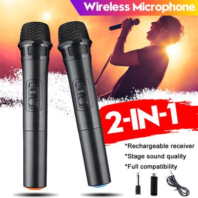 Système de Microphone sans Fil Professionnel Double Canal à Main 3V 100M Fréquence Réglable Récepteur Karaoké
