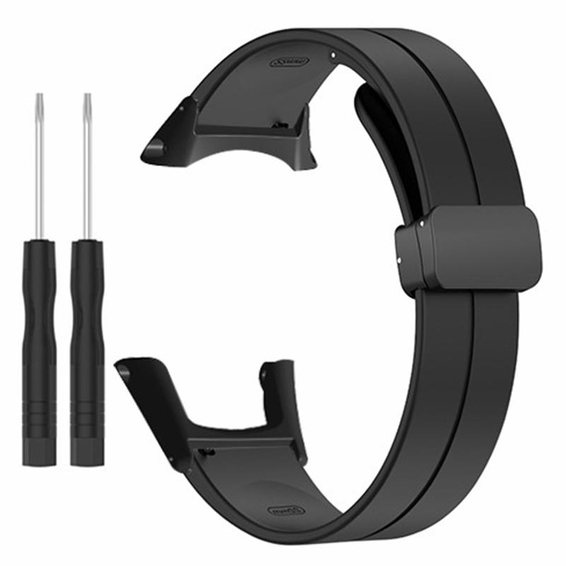 

For Sunnto Ambit 3/Ambit 3 Sport/Ambit 3 Run Watch Band Silicone Soft Strap with Magnetic Folding Clasp Black