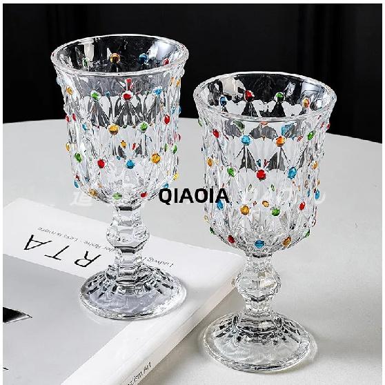 Elegant Glass Champagne Cup Set Creative Hand-Painted High-Aesthetic Value Red Wine Glasses French Style Beverage Accessories