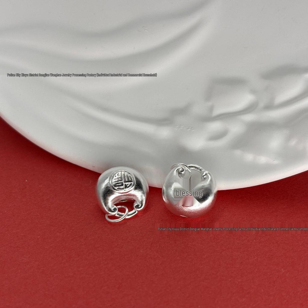Sterling Silver 999 Chubby Fu Pendant 3D Craft Beads for DIY Jewelry & Bracelets