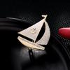 Fashion Autumn and Winter Clothing Mother Shell Zircon Inlaid High-end Pins Smooth Sailing Design Sailing Brooch