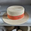Flat Top Hat Women's Summer Vacation Seaside Panama Hat Flat Edge French Beach Hat Braided Sunshade Sunscreen Top Hat