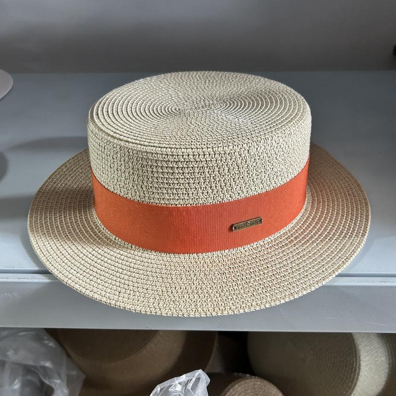 Flat Top Hat Women's Summer Vacation Seaside Panama Hat Flat Edge French Beach Hat Braided Sunshade Sunscreen Top Hat